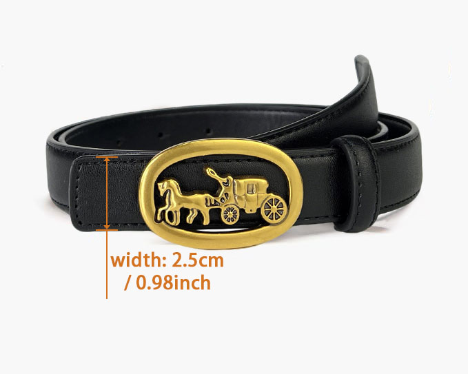 CCbelt Women's Oval Carriage Buckle Skinny Belt 2.5 Inches