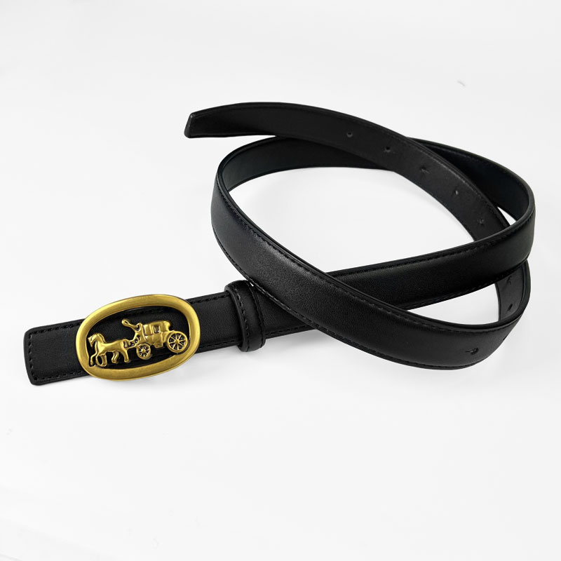 CCbelt Women's Oval Carriage Buckle Skinny Belt 2.5 Inches