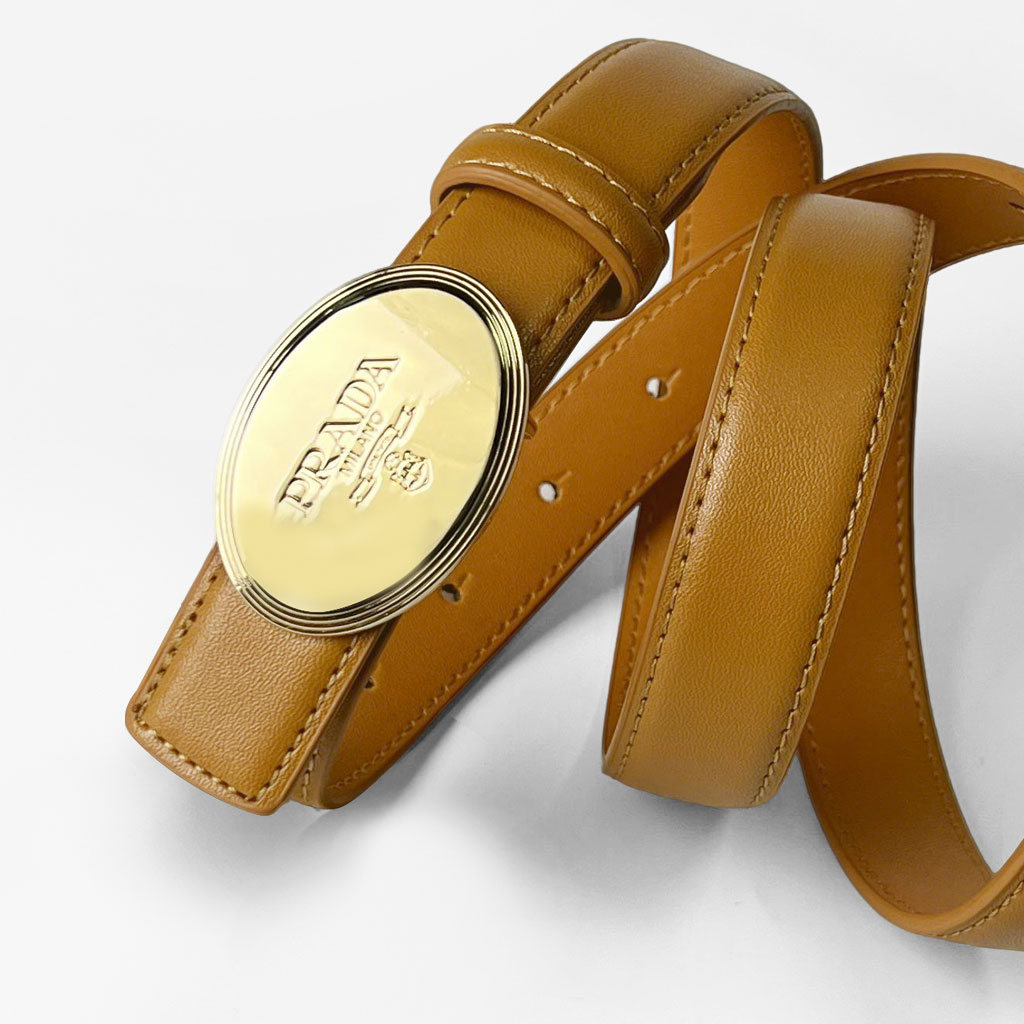CCbelt Women's Gold Oval Plaque Buckle Skinny Belt 2.5 Inches