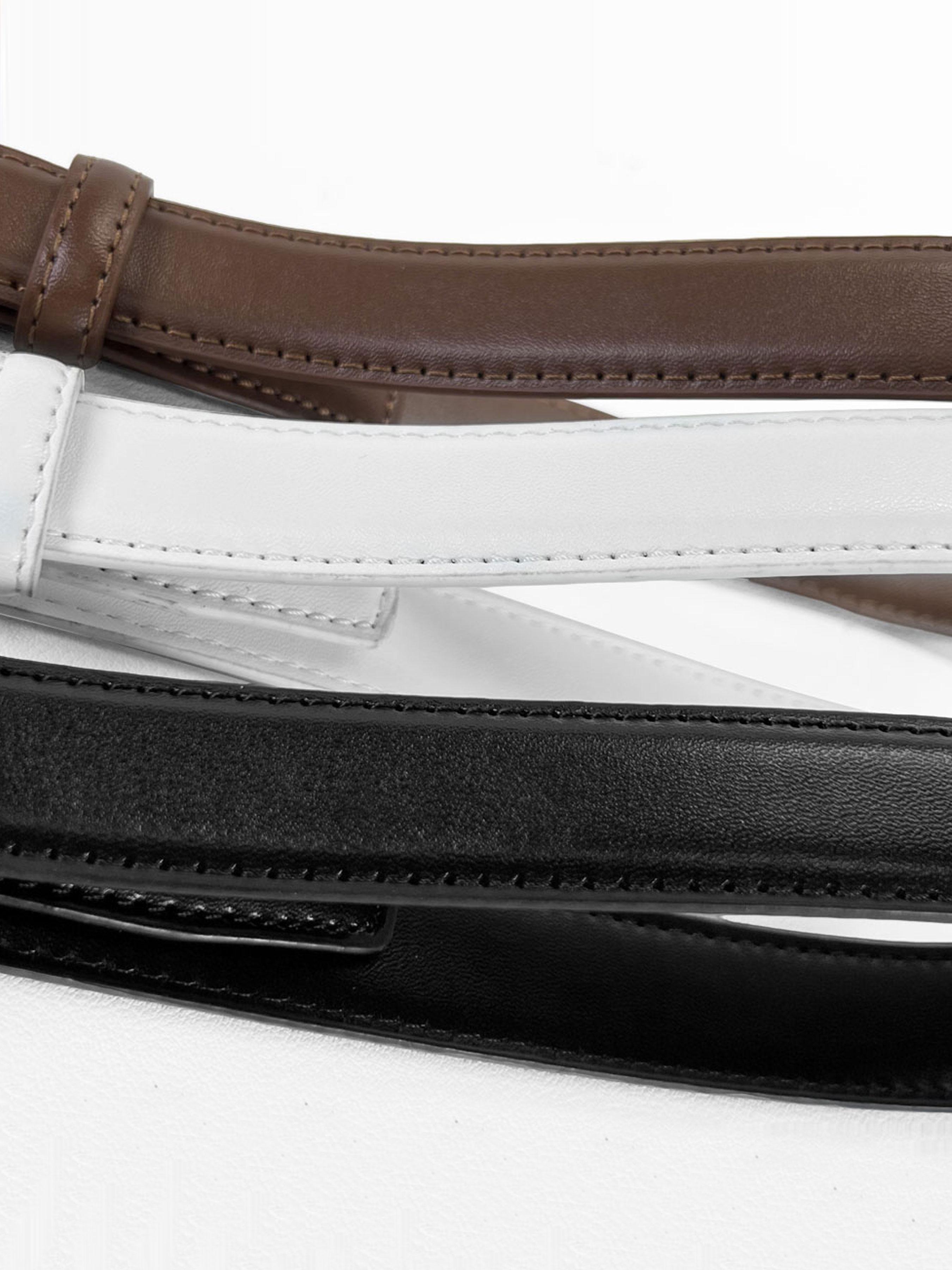 CCbelt Women's BB Buckle Belt with Black Stitching Skinny Belt 2.5 Inches