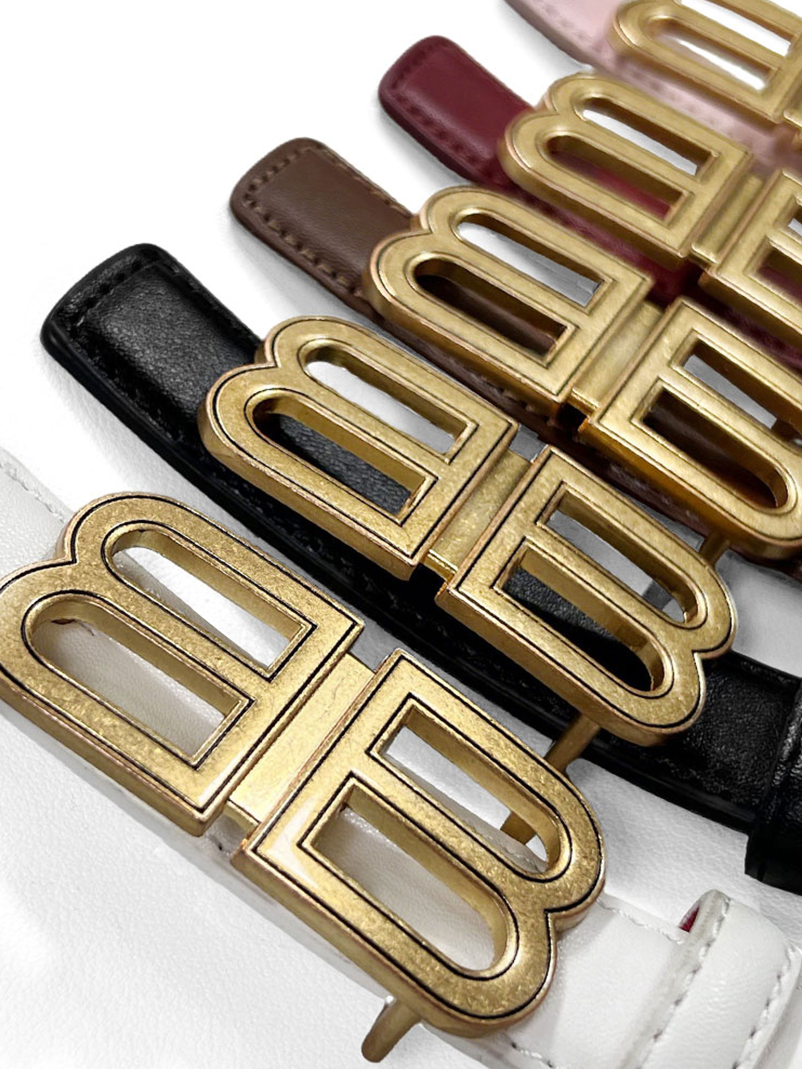 CCbelt Women's BB Buckle Belt with Black Stitching Skinny Belt 2.5 Inches