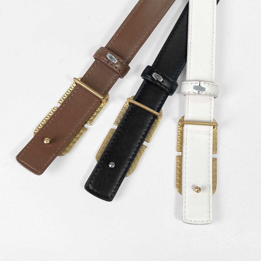 CCbelt Women's BB Buckle Belt with Black Stitching Skinny Belt 2.5 Inches