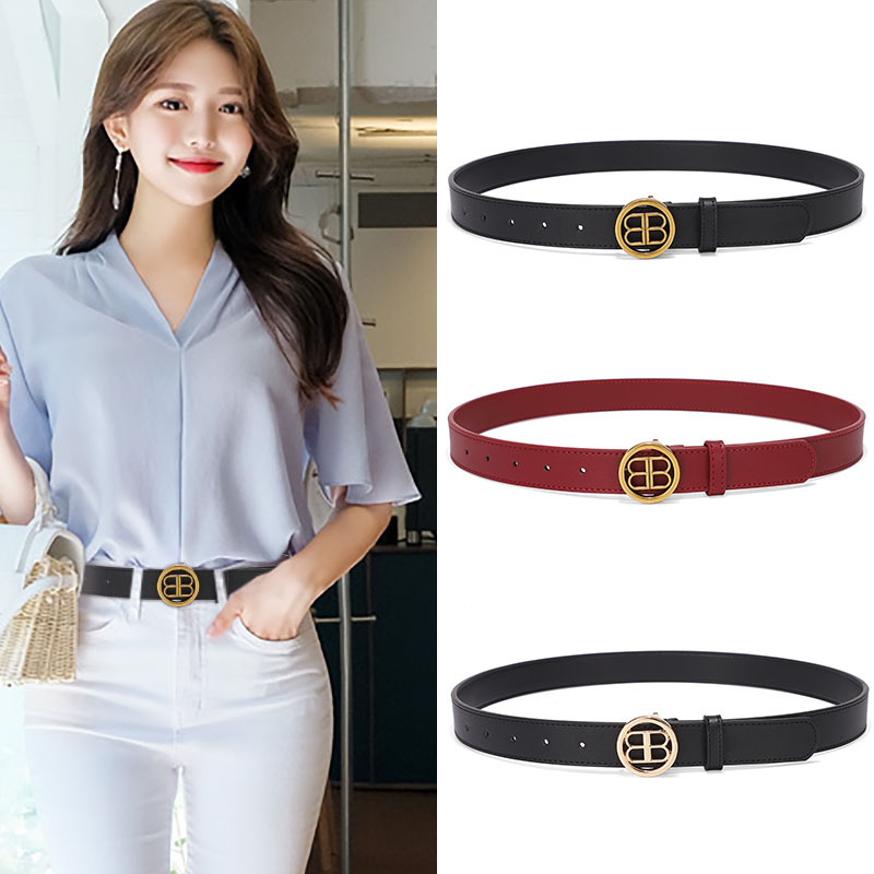 CCbelt Women's Round BB Ring Buckle Skinny Belt 2.5 Inches