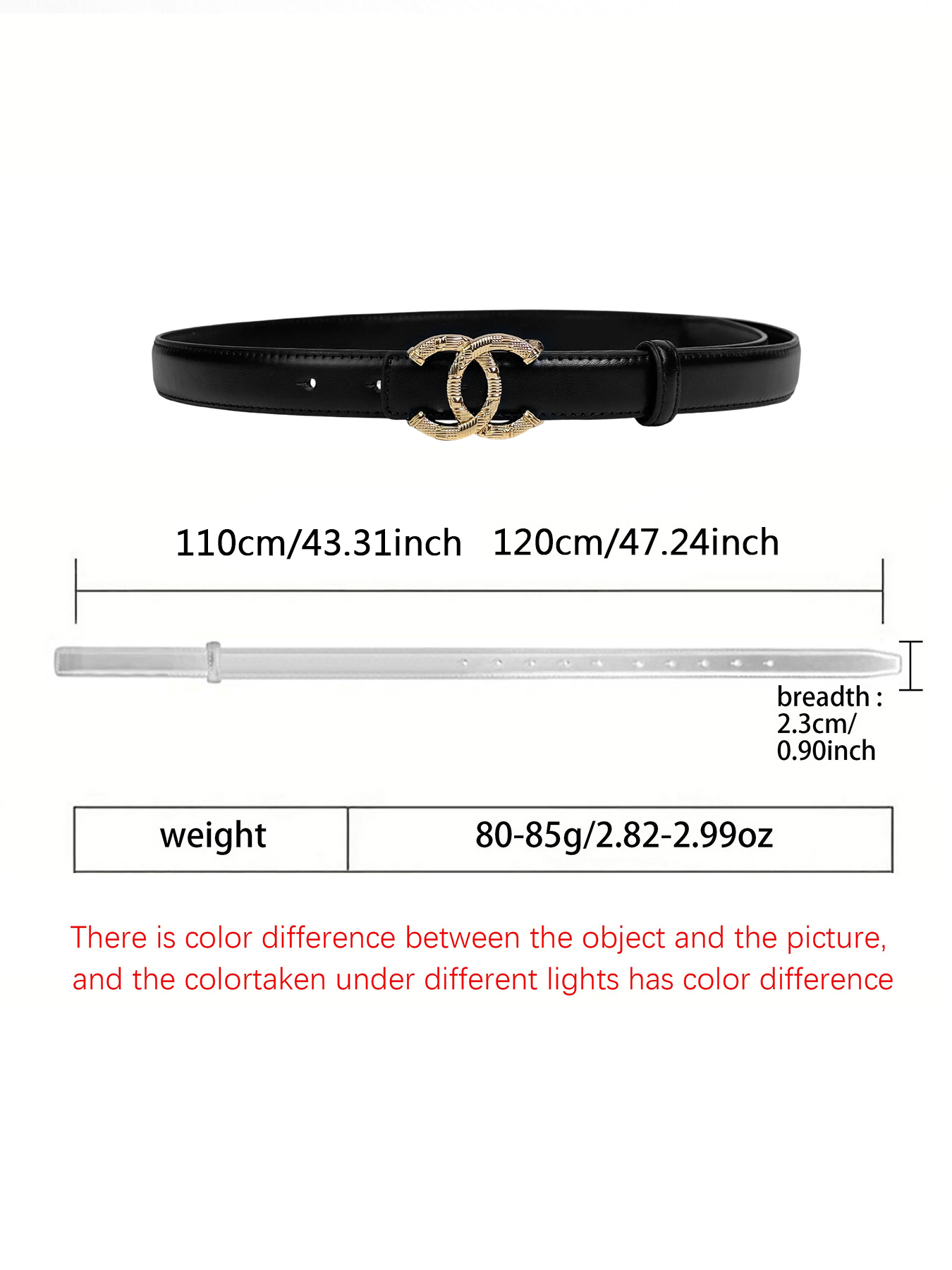 CCbelt Women's Quilted CC Buckle Skinny Belt 2.5 Inches