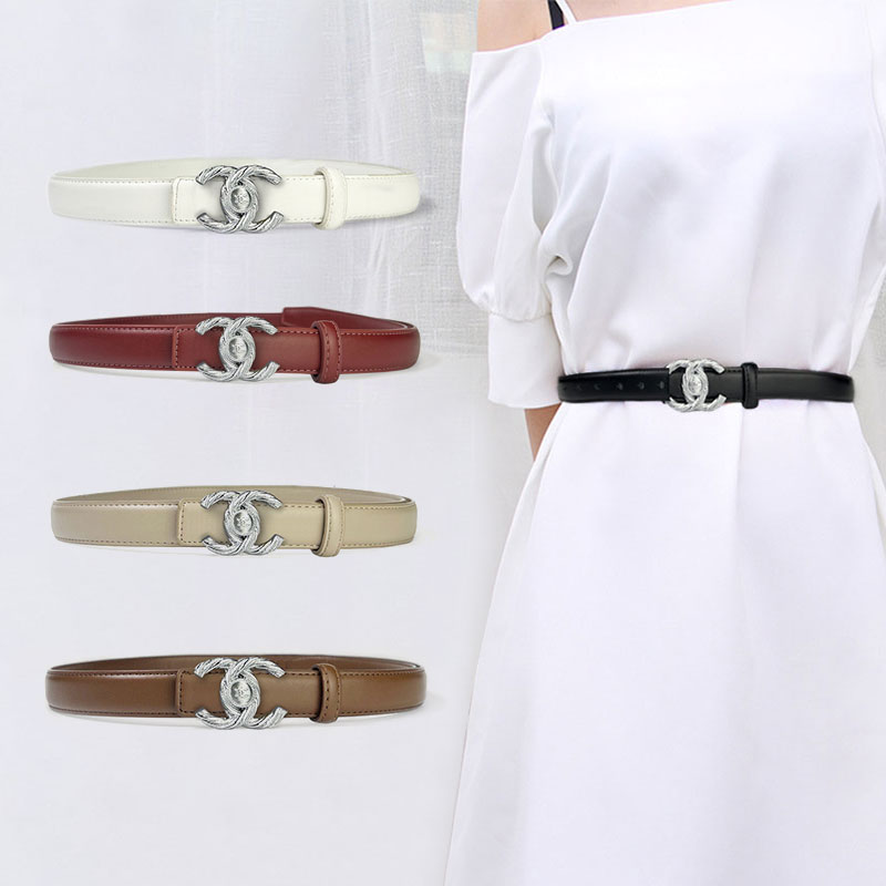 CCbelt Women's Twisted CC Buckle Skinny Belt 2.5 Inches