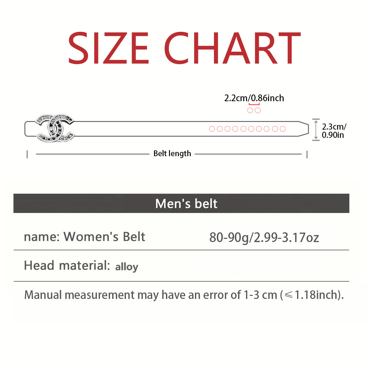 CCbelt Women's Pearl Dot Openwork CC Buckle Skinny Belt 2.5 Inches