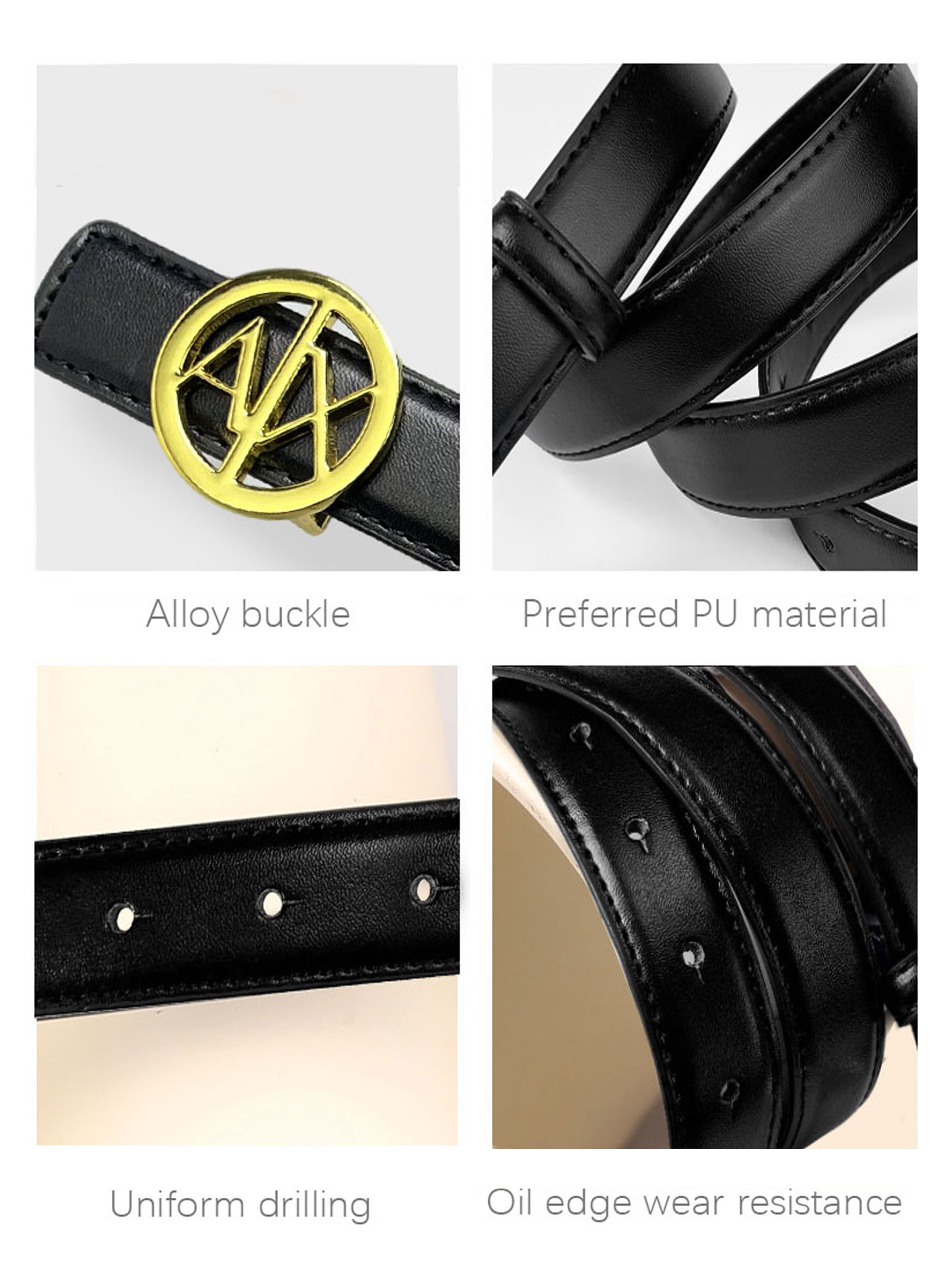 CCbelt Women's AX Round Ring Buckle Skinny Belt 2.5 Inches
