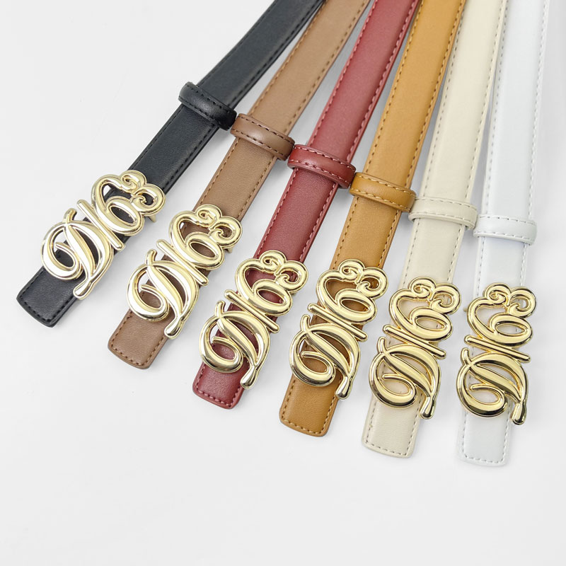 CCbelt Women's Ornate Script Letter Buckle Skinny Belt 2.5 Inches