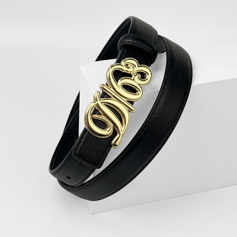 CCbelt Women's Ornate Script Letter Buckle Skinny Belt 2.5 Inches