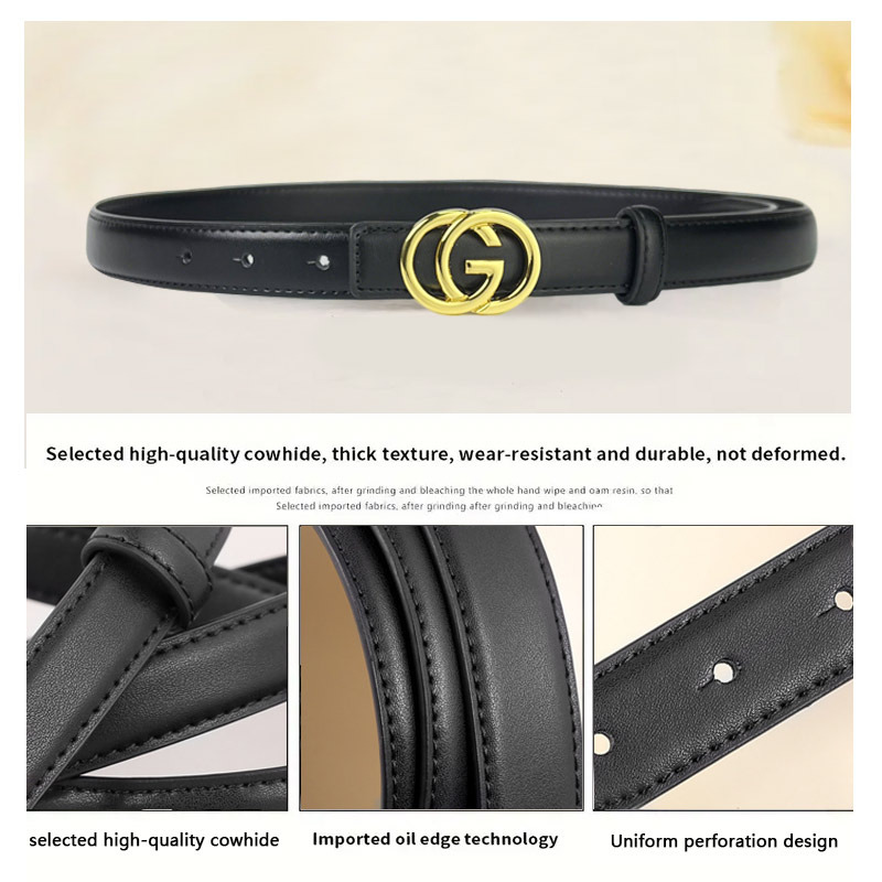 CCbelt Women's Round GG Ring Buckle Skinny Belt 2.5 Inches