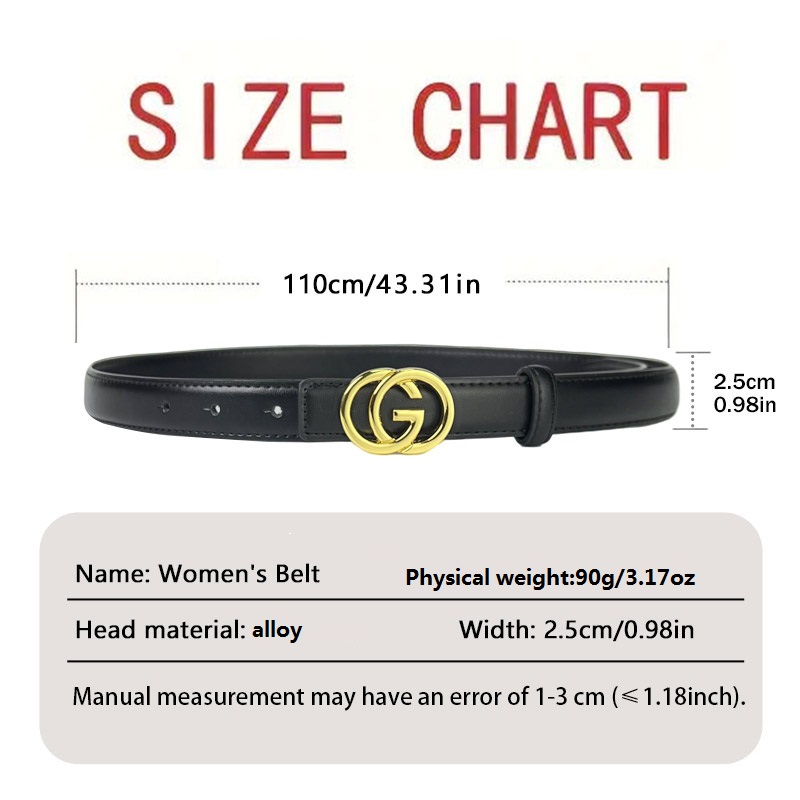 CCbelt Women's Round GG Ring Buckle Skinny Belt 2.5 Inches