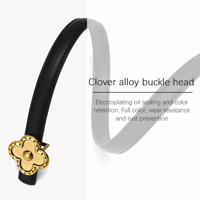 CCbelt Women's Vintage Four-Leaf Clover Buckle Skinny Belt 2.5 Inches