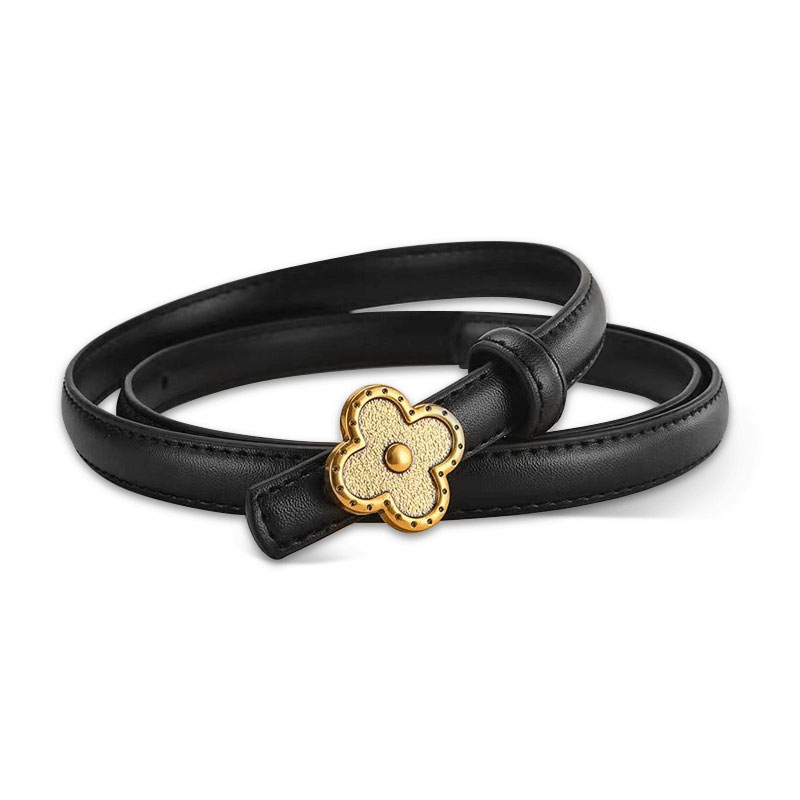 CCbelt Women's Vintage Four-Leaf Clover Buckle Skinny Belt 2.5 Inches