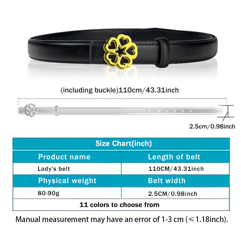 CCbelt Women's Gold Flower Buckle Skinny Belt 2.5 Inches