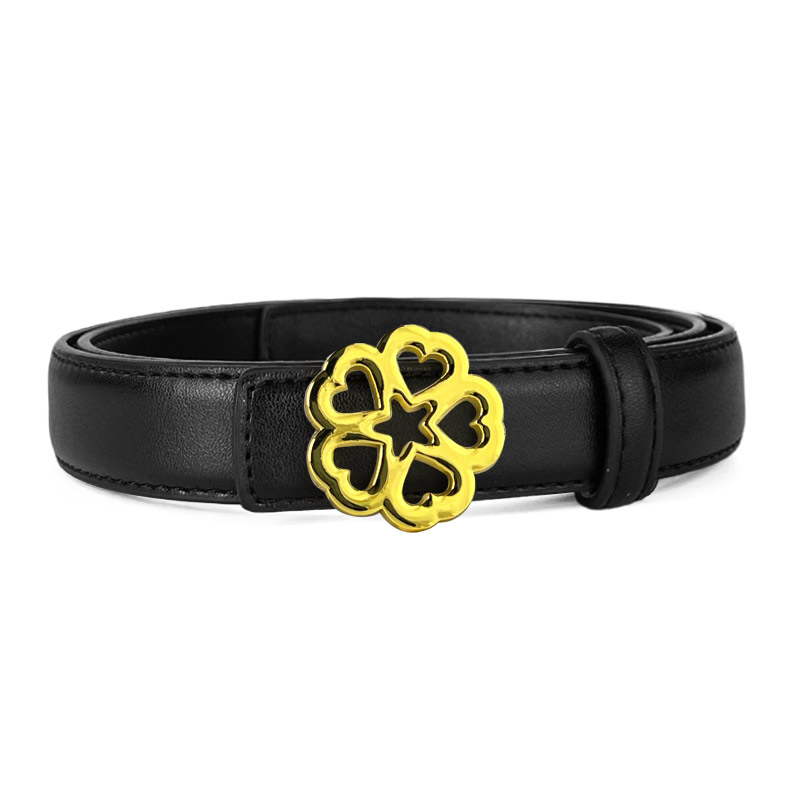 CCbelt Women's Gold Flower Buckle Skinny Belt 2.5 Inches