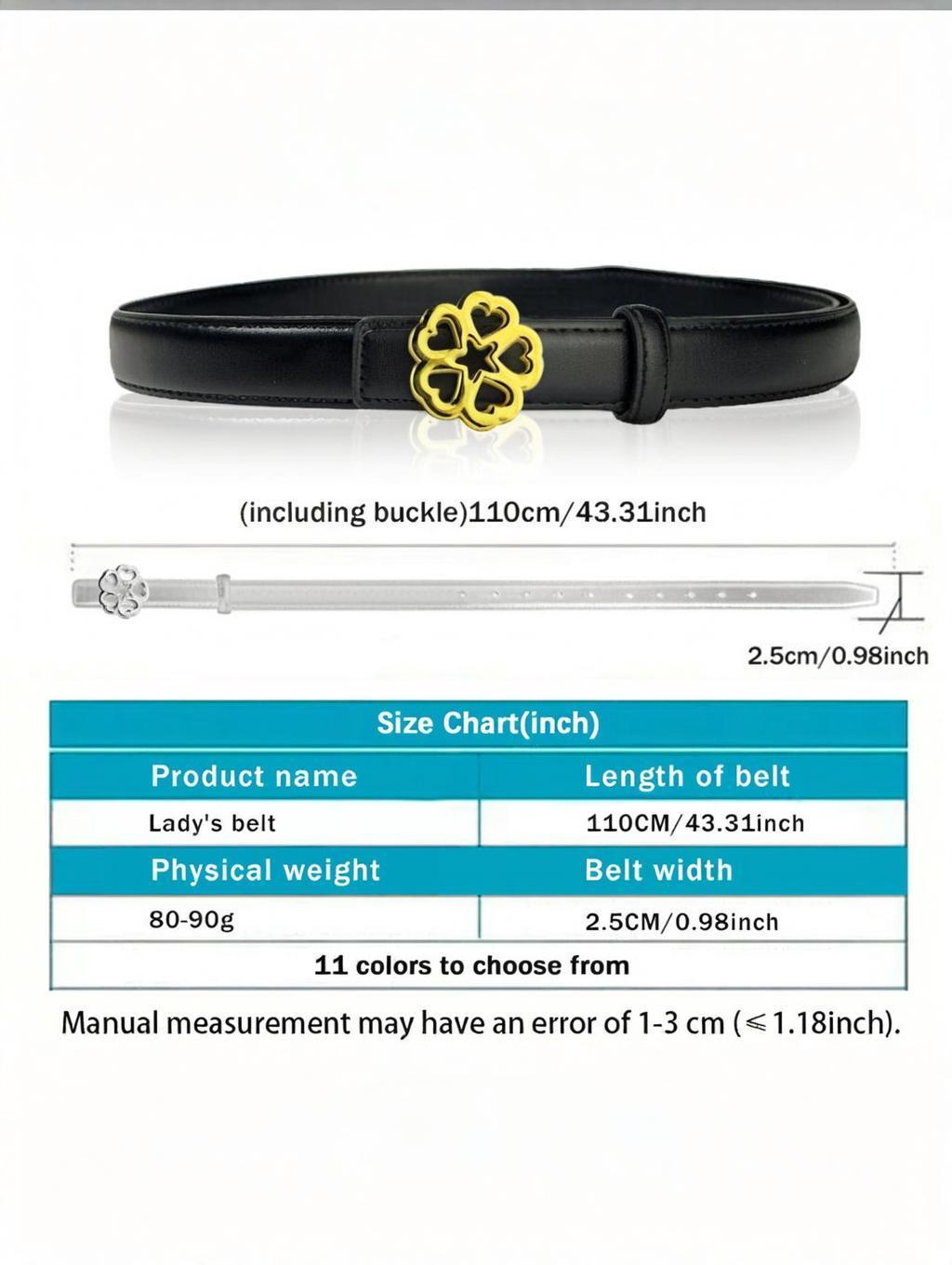 CCbelt Women's Gold Flower Buckle Skinny Belt 2.5 Inches