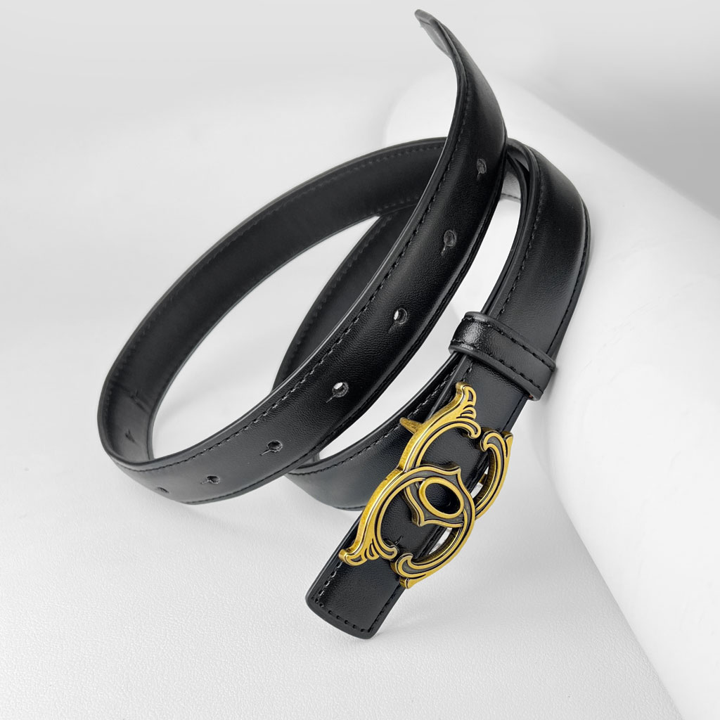 CCbelt Women's Scroll Border CC Buckle Skinny Belt 2.5 Inches