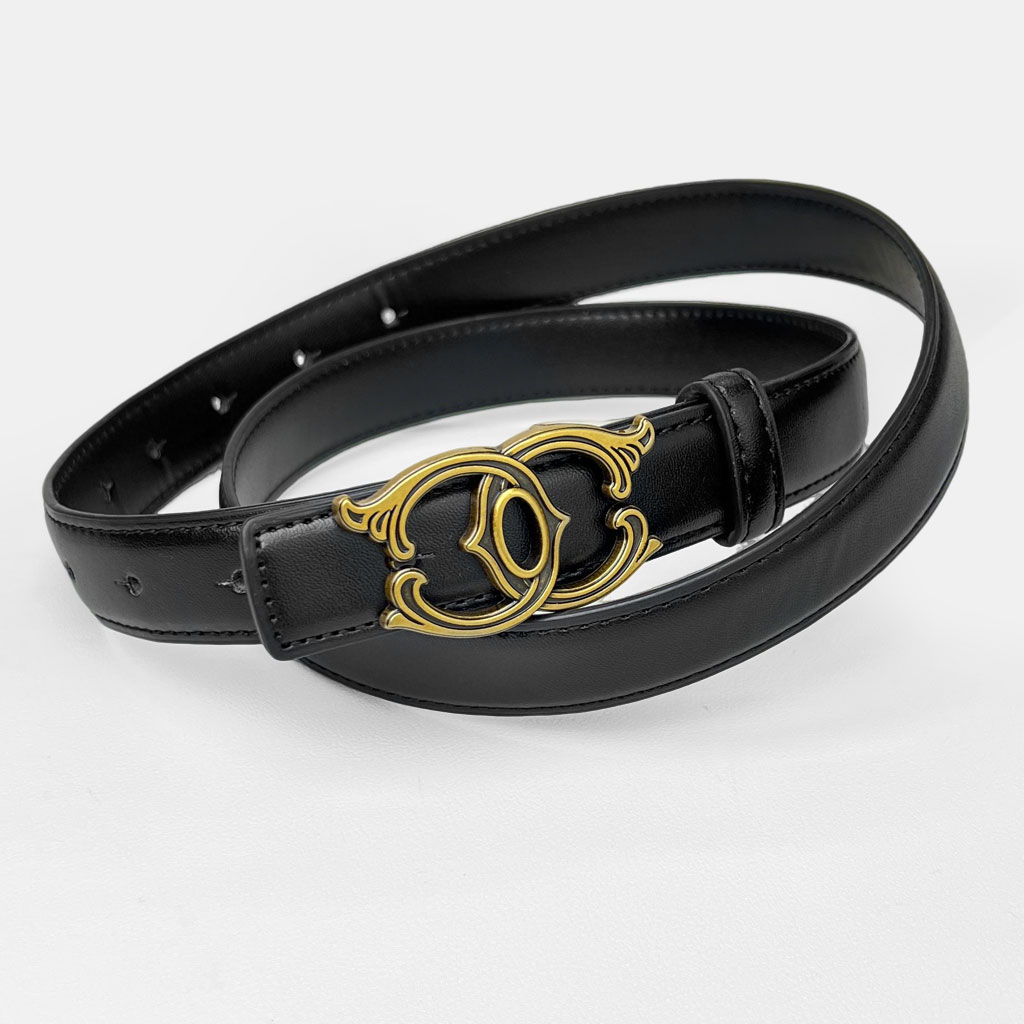 CCbelt Women's Scroll Border CC Buckle Skinny Belt 2.5 Inches