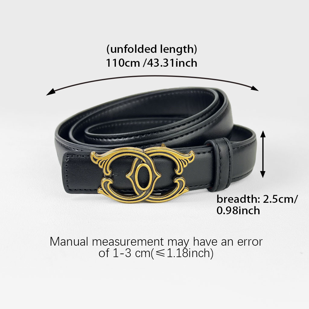 CCbelt Women's Scroll Border CC Buckle Skinny Belt 2.5 Inches